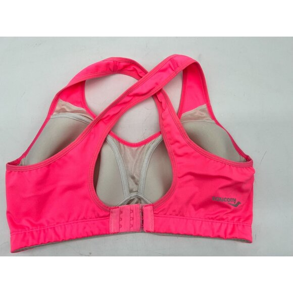 Saucony Womens Curve Crusader Athletic Sport Bra Size 38C Hot Pink Crossback - Picture 4 of 8